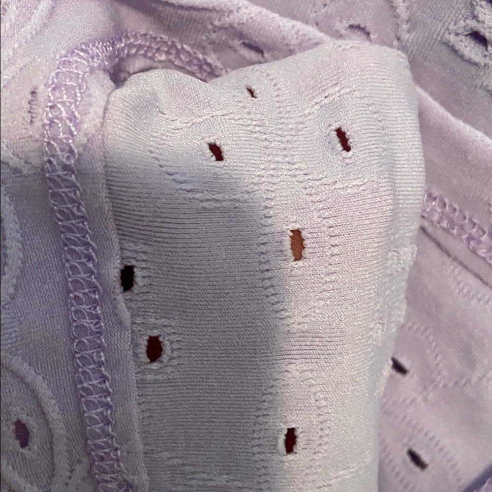 LOGO by Lori Goldstein Stretch Eyelet Button Front Cardigan Lavender S New - Picture 12 of 14